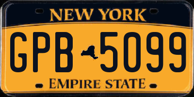 NY license plate GPB5099