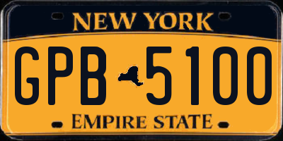 NY license plate GPB5100