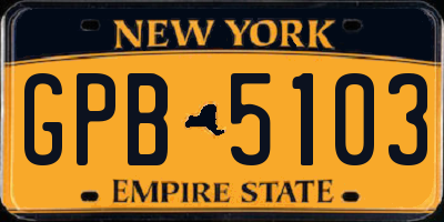 NY license plate GPB5103