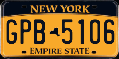 NY license plate GPB5106