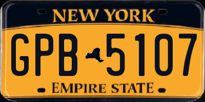NY license plate GPB5107