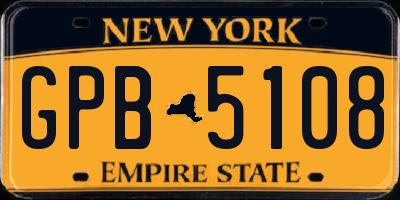 NY license plate GPB5108