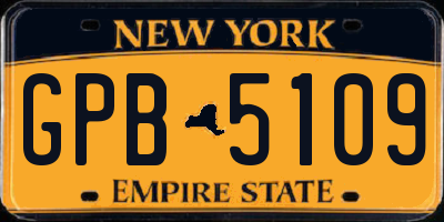 NY license plate GPB5109