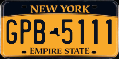NY license plate GPB5111