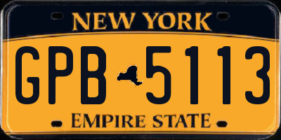 NY license plate GPB5113