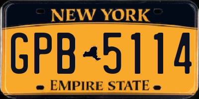 NY license plate GPB5114