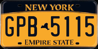 NY license plate GPB5115