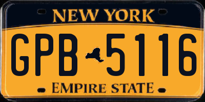 NY license plate GPB5116