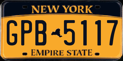 NY license plate GPB5117