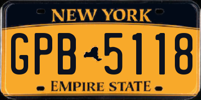 NY license plate GPB5118