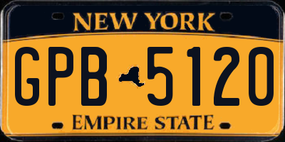 NY license plate GPB5120