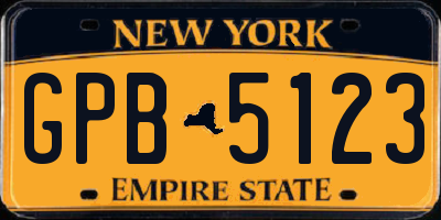 NY license plate GPB5123