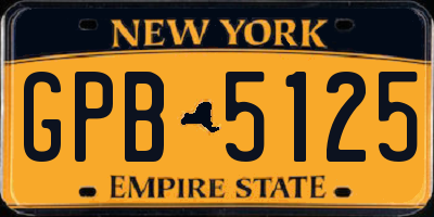 NY license plate GPB5125