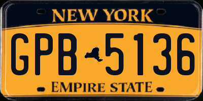 NY license plate GPB5136