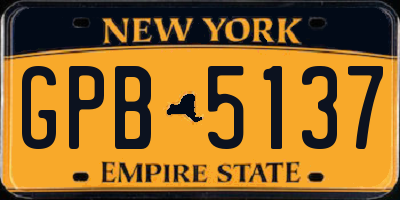 NY license plate GPB5137