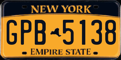 NY license plate GPB5138