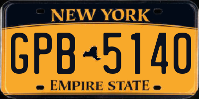 NY license plate GPB5140