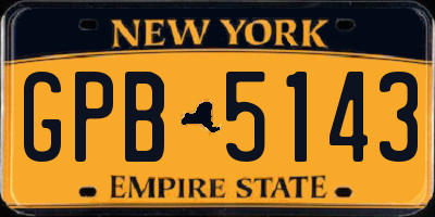NY license plate GPB5143