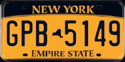 NY license plate GPB5149