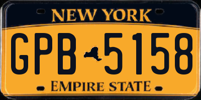 NY license plate GPB5158