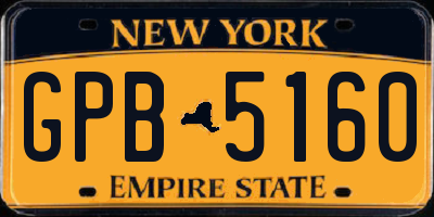 NY license plate GPB5160