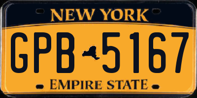 NY license plate GPB5167
