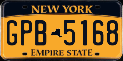 NY license plate GPB5168