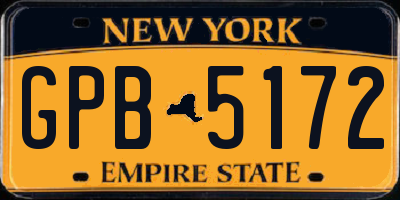 NY license plate GPB5172