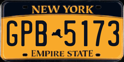 NY license plate GPB5173