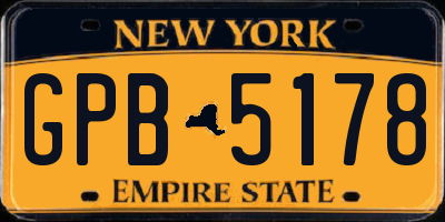 NY license plate GPB5178