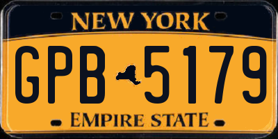 NY license plate GPB5179