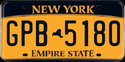 NY license plate GPB5180