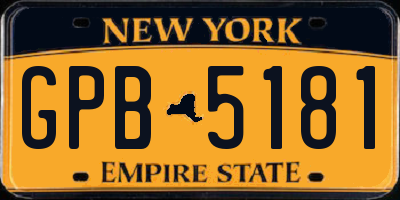 NY license plate GPB5181