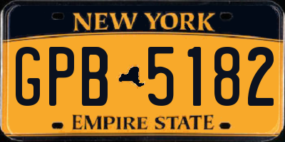 NY license plate GPB5182