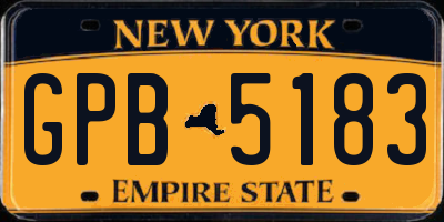 NY license plate GPB5183