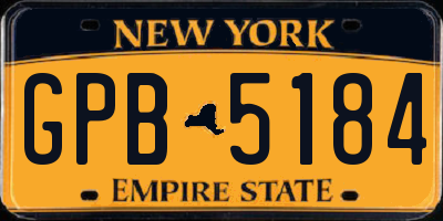 NY license plate GPB5184