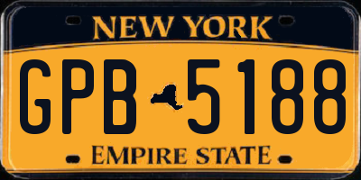 NY license plate GPB5188