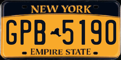NY license plate GPB5190