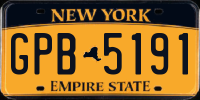 NY license plate GPB5191