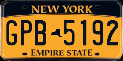 NY license plate GPB5192