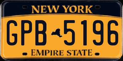 NY license plate GPB5196