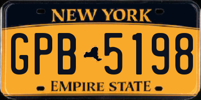 NY license plate GPB5198