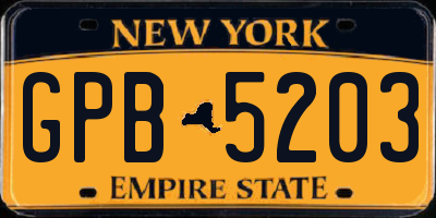NY license plate GPB5203