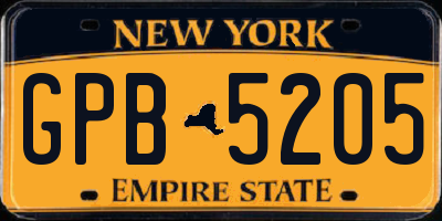 NY license plate GPB5205