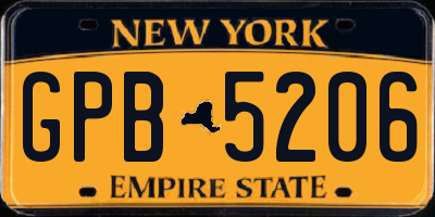 NY license plate GPB5206
