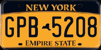 NY license plate GPB5208