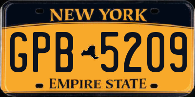 NY license plate GPB5209