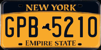 NY license plate GPB5210