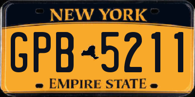 NY license plate GPB5211