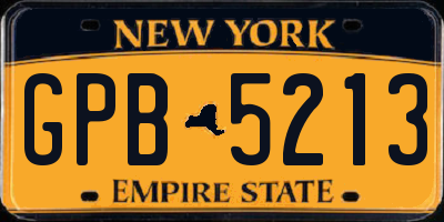 NY license plate GPB5213
